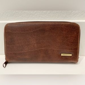Rosetti Zip Around Brown Faux Leather Wallet New NWOT